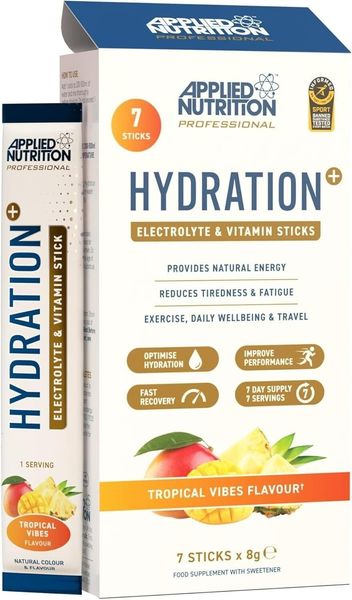 Applied Nutrition Hydration+ Electrolyte Vitamin Sticks Tropical Vibes 7 Servings