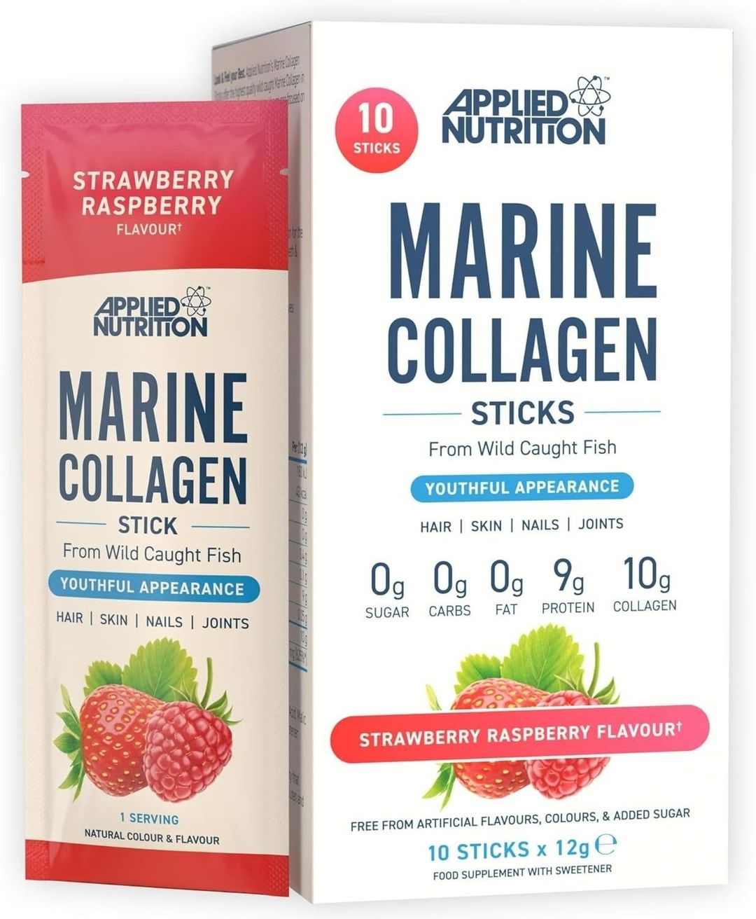 Applied Nutrition Marine Collagen Sticks - Strawberry Raspberry - 10 Servings - Image 1