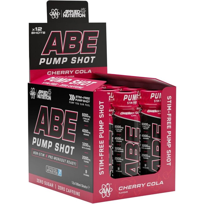 Applied Nutrition ABE Pump Pre Workout Zero Stim Shots - Cherry Cola - 12 Servings - Image 1