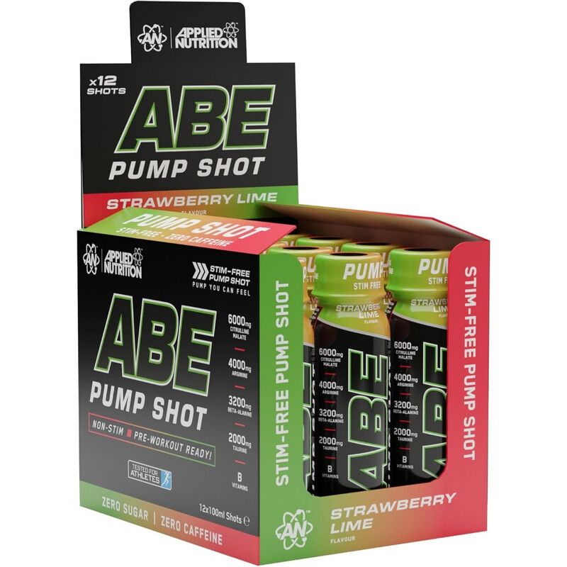 Applied Nutrition ABE Pump Pre Workout Zero Stim Shots - Strawberry Lime - 12 Servings - Image 1
