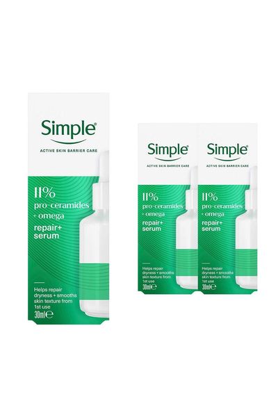 Simple Repair+ Serum Pro-Ceramide Omega 11% Barrier Repair Care 30ml, 3 Pack - White