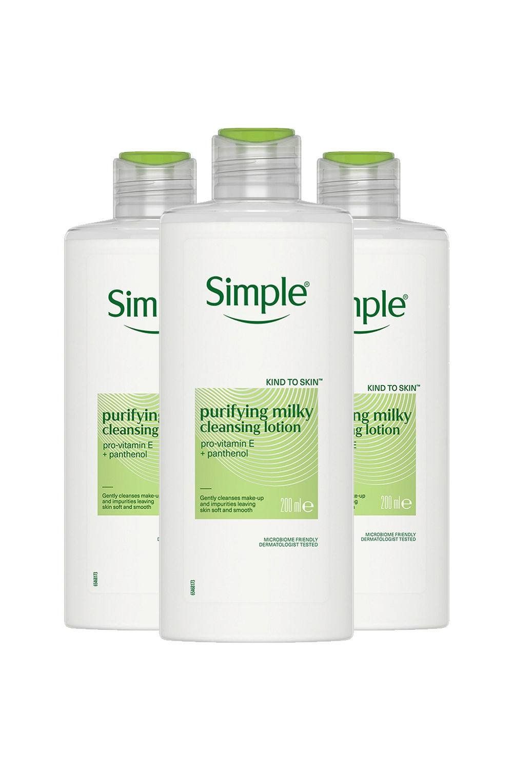 Simple Kind to Skin Purifying Cleansing Lotion Sensitive Skin , 3 Pack 200ml - White - Image 1