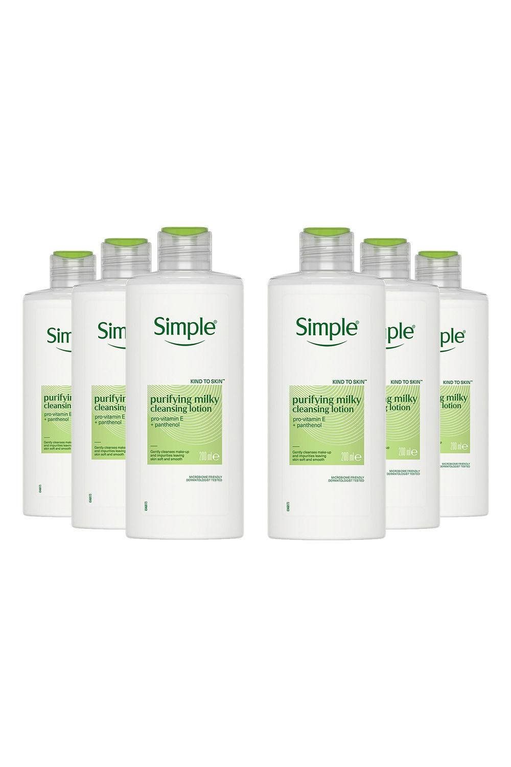 Simple Kind to Skin Purifying Cleansing Lotion Sensitive Skin , 6 Pack 200ml - White - Image 1