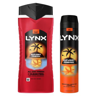 Lynx Men's 6x of Each Sunset Fresh Body Wash, 500ml with Body Spray, 250ml in Red - Thumbnail 2