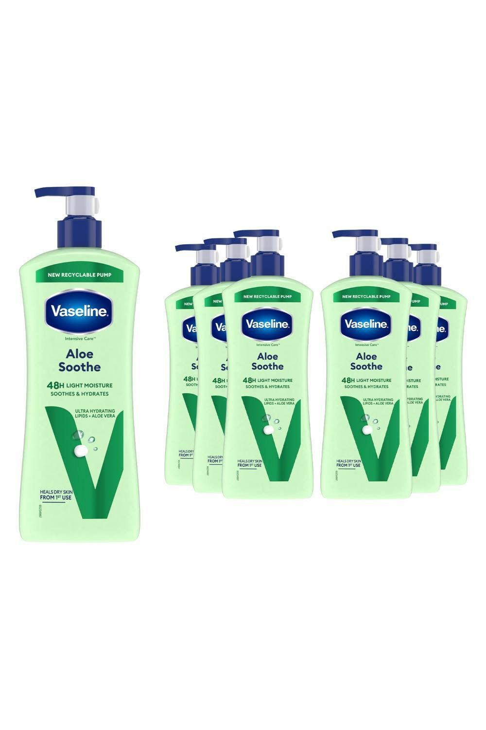 Vaseline Intensive Care Aloe Soothe Body Lotion, 9 pack, 600ml for Dry Skin Care - White - Image 1