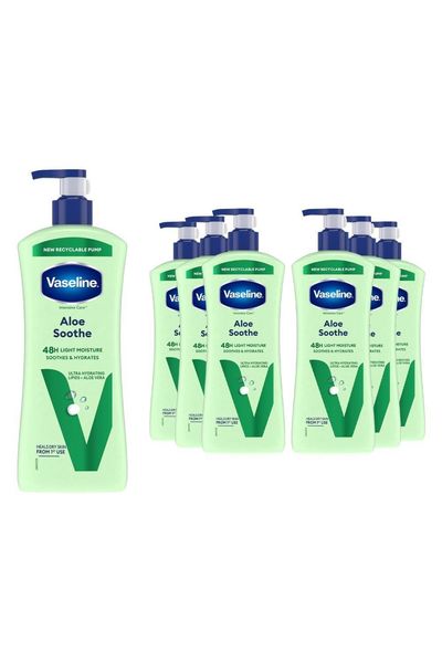 Vaseline Intensive Care Aloe Soothe Body Lotion, 9 pack, 600ml for Dry Skin Care - White