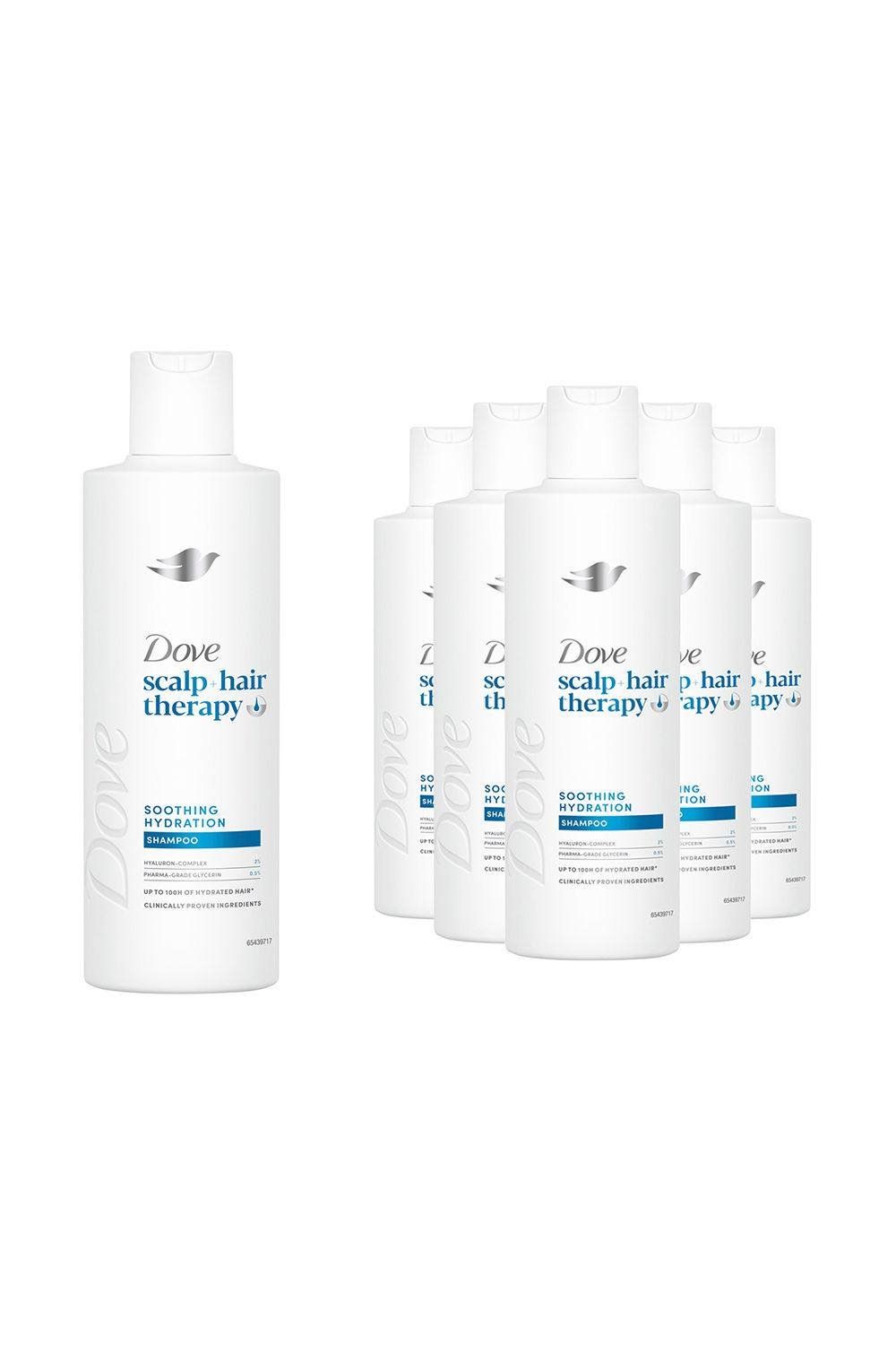 Dove Scalp + Hair Therapy Soothing Hydration Hyaluronic Acid Shampoo 250ml, 6pk - White - Image 1