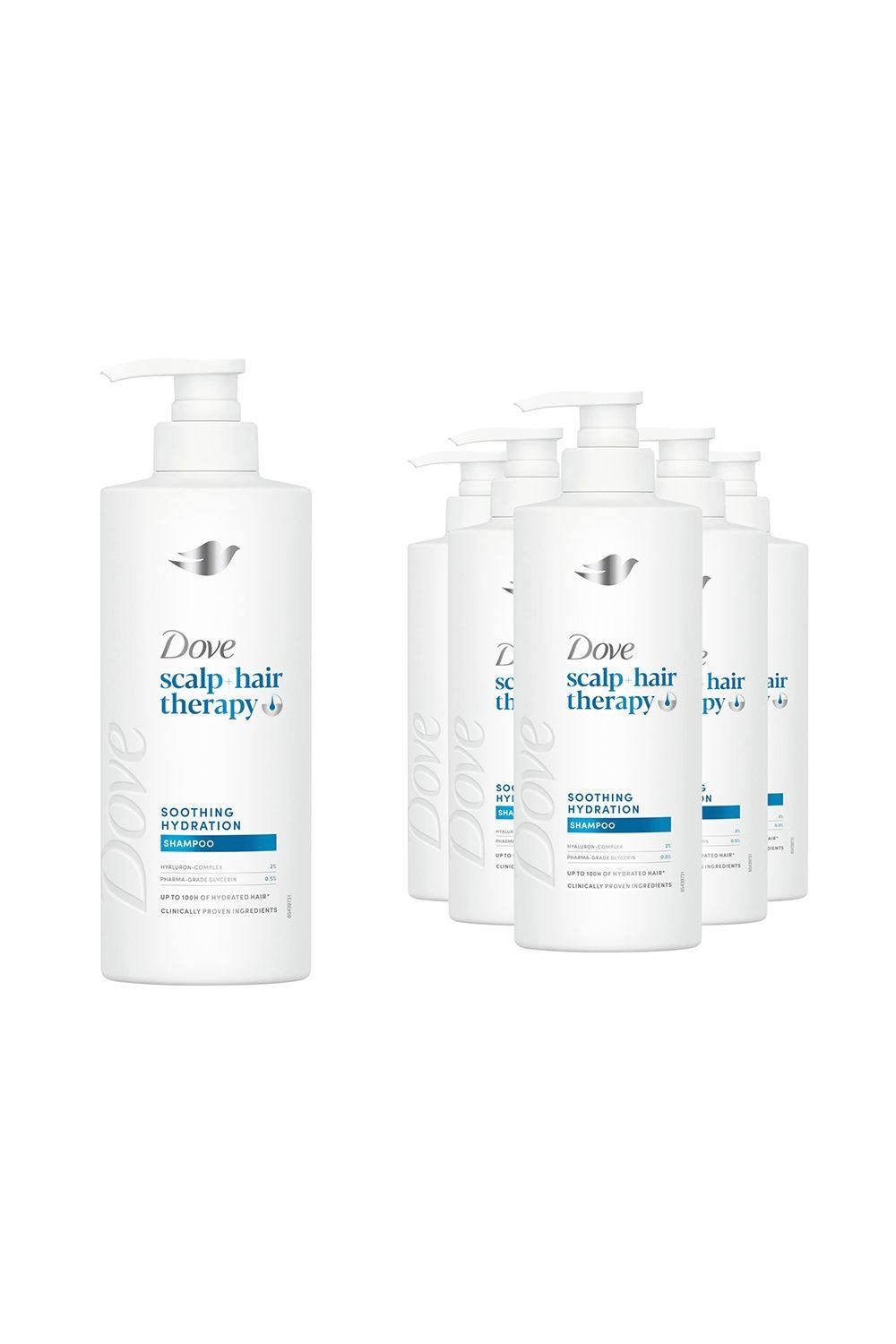Dove Scalp + Hair Therapy Soothing Hydration Hyaluronic Acid Shampoo 400ml, 6pk - White - Image 1