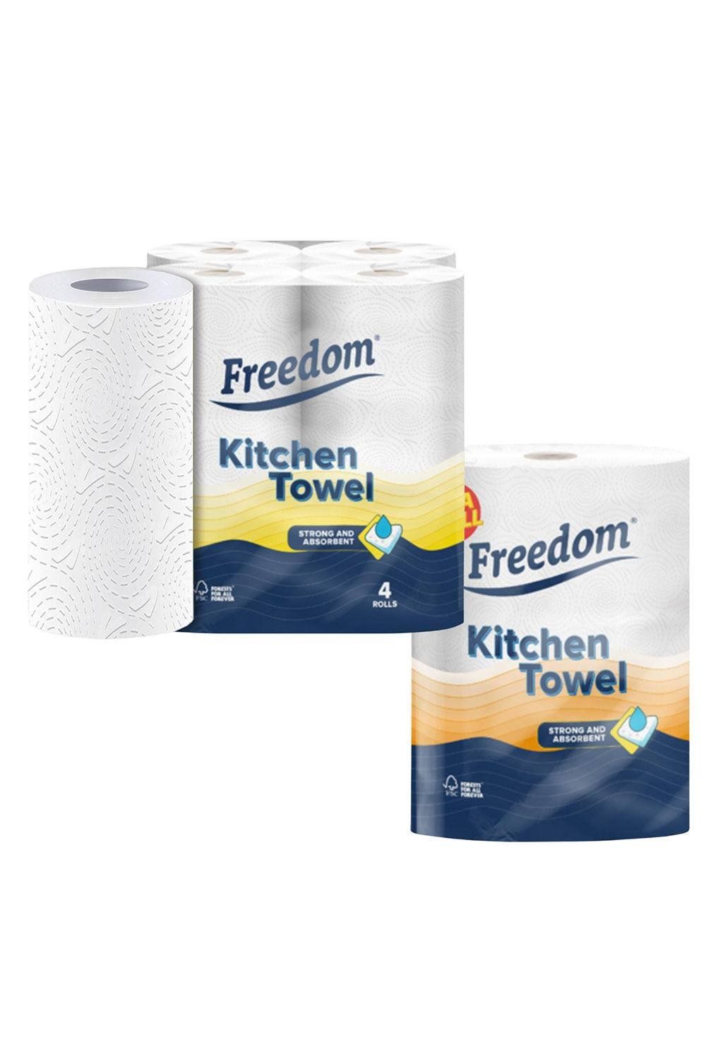 Freedom Rhino Kitchen Towels 24 Rolls with Jumbo Kitchen Towels 6 Rolls - White - Image 1
