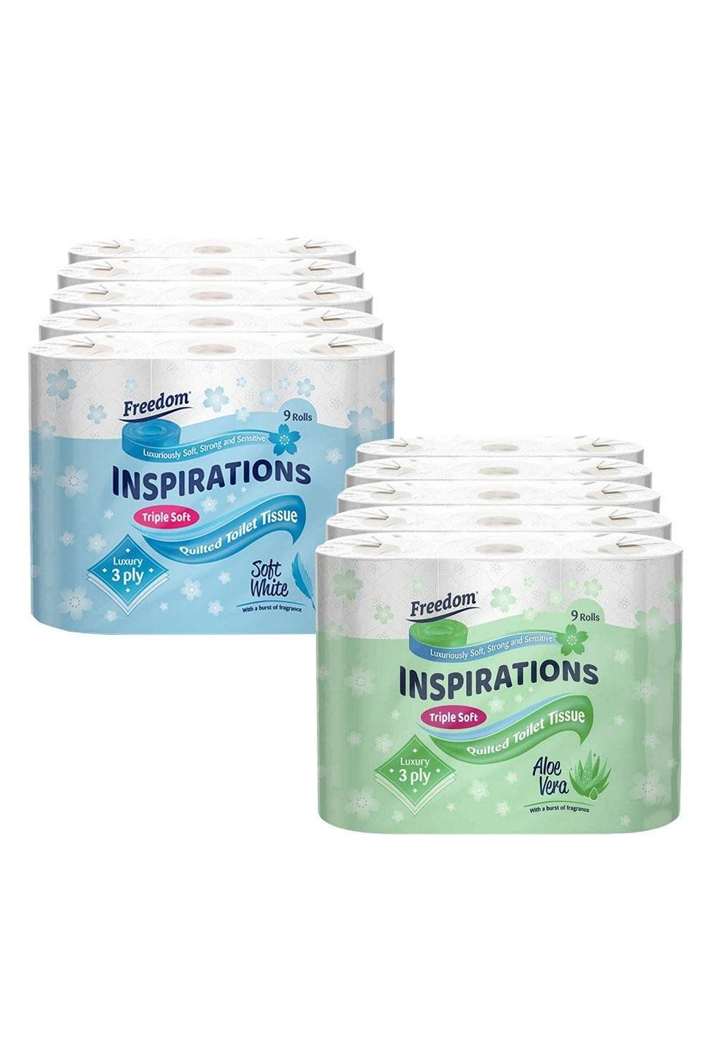 Freedom White 3-Ply Toilet Paper 45 Rolls + Aloe Vera 45 Rolls - Image 1