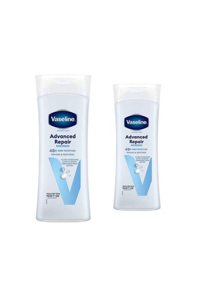 Vaseline Advanced Repair Fragrance Free Body Lotion 400ml, 2 Pack - White
