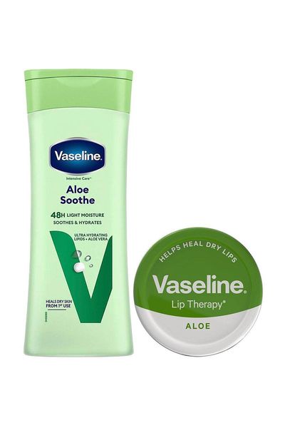 Vaseline Aloe Body Lotion & Aloe Lip Therapy Duo 400ml + 20g - White