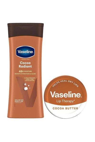 Vaseline Body Care Duo Cocoa Radiant Lotion 400ml & Cocoa Lip Therapy 20g - White