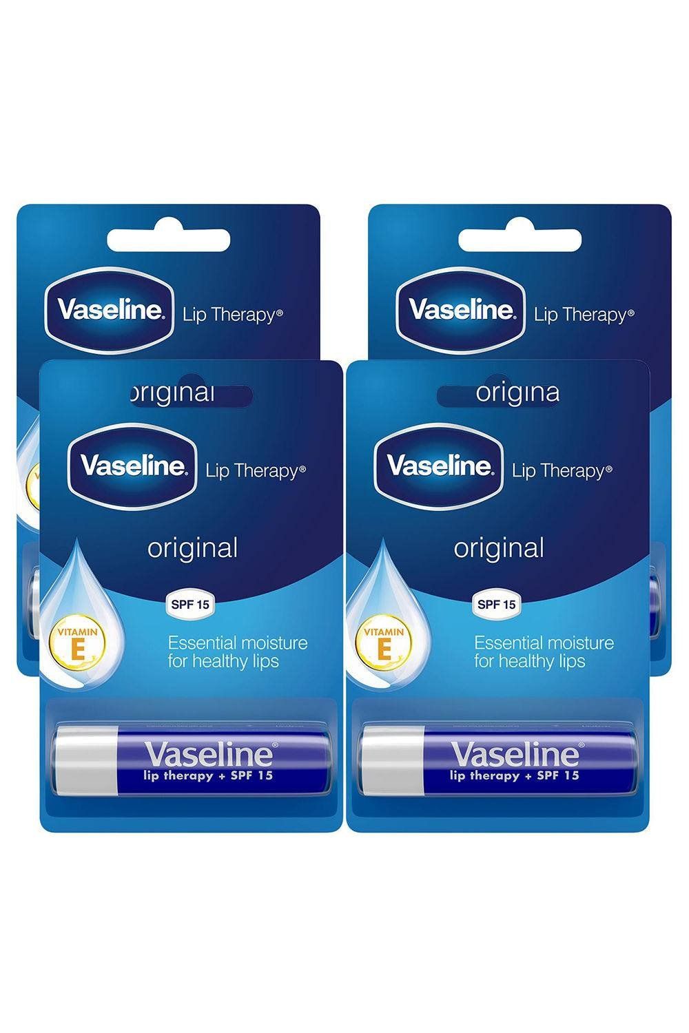Vaseline Lip Therapy Balm Sticks, Original 4gm Hydrating Lip Care Balm, 4 Pack - White - Image 1