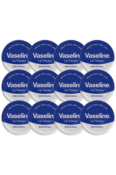 Vaseline Lip Therapy Original 20g Petroleum Jelly Hydrating Lip Balm, 12 Pack - White