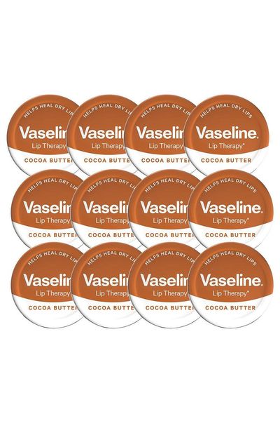 Vaseline Lip Therapy Cocoa Butter 20g Petroleum Jelly Dry Lip Treatment 12 Pack - White