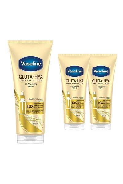 Vaseline Gluta-Hya Flawless Tone Serum Burst Body Lotion 200ml, 3 Pack - White