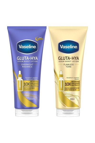 Vaseline Gluta-Hya Lotion Overnight Radiance & Flawless Glow, 200ml Each - White