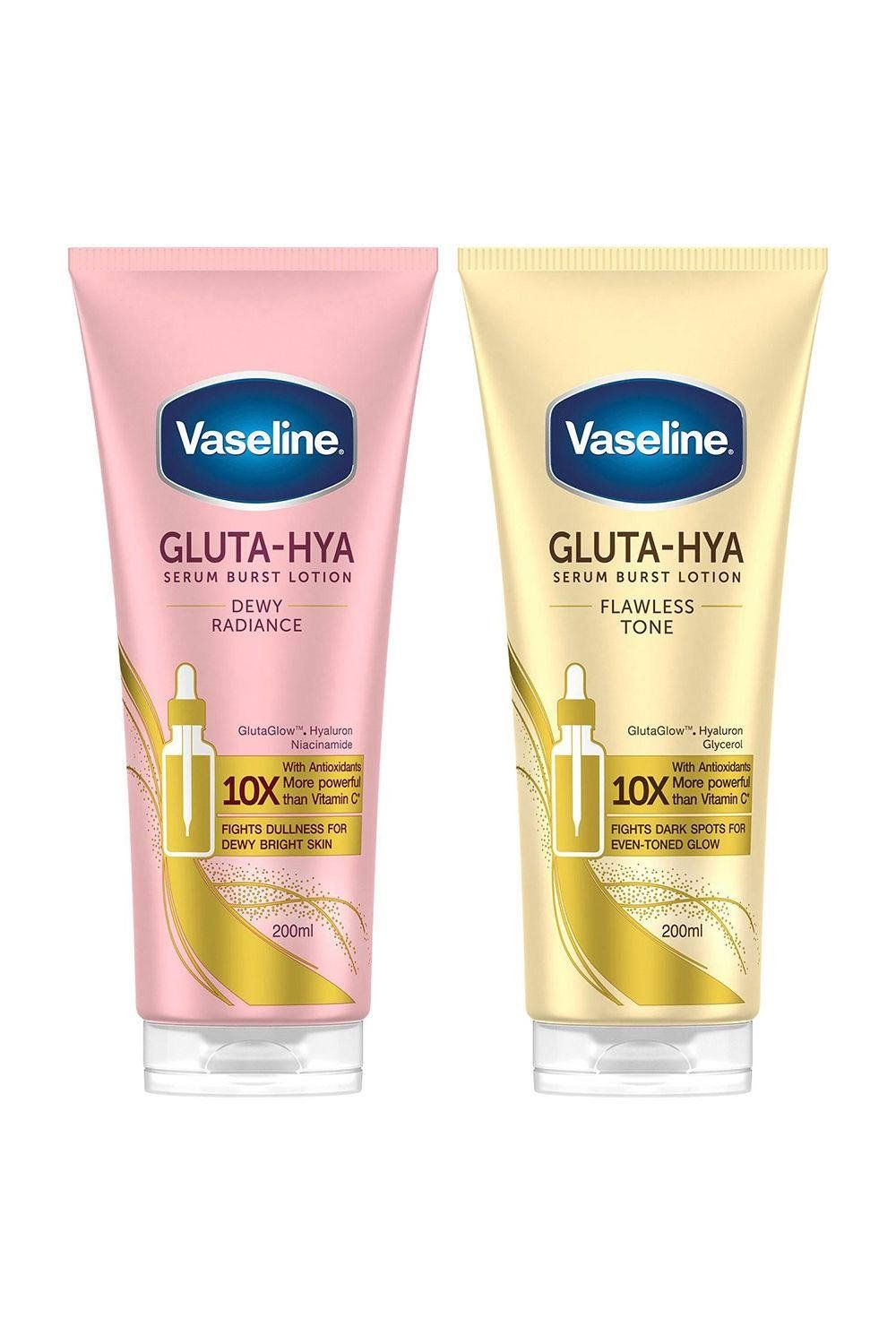 Vaseline Gluta-Hya Lotion Duo Dewy Radiance & Flawless Glow, 200ml Each - White - Image 1
