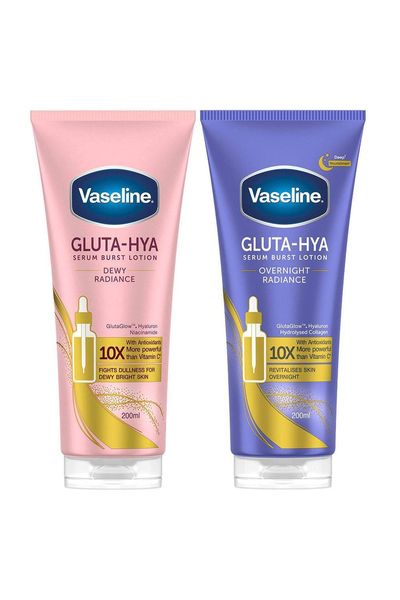 Vaseline Gluta-Hya Radiance Body Lotion Duo Dewy & Overnight 200ml Each - White