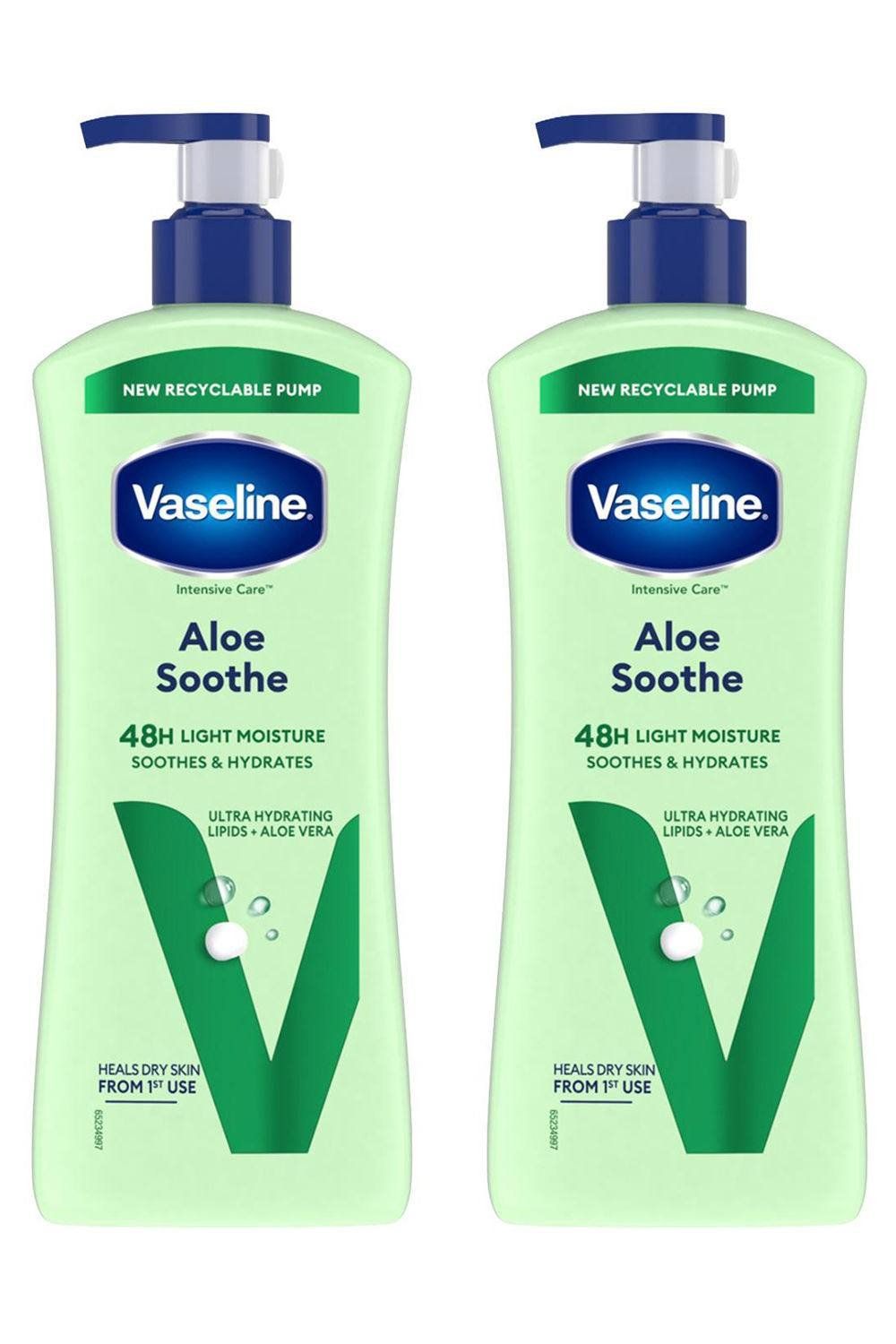Vaseline Body Lotion Intensive Care Aloe Soothe Soothing Hydration 600ml, 2 Pack - White - Image 1