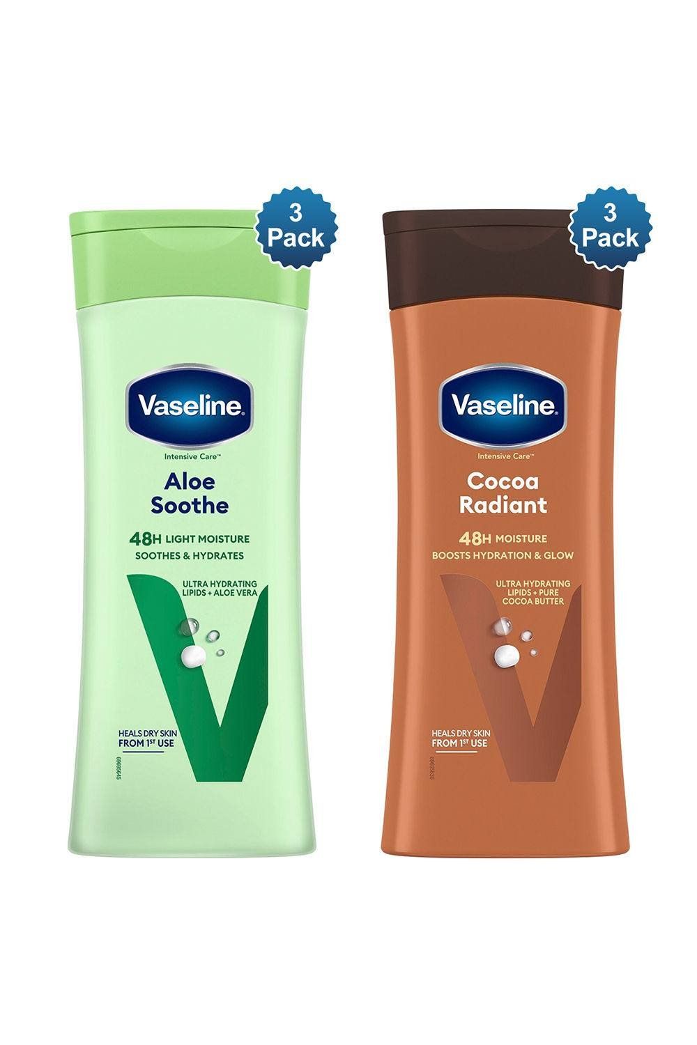 Vaseline Intensive Care Body Lotion Aloe Soothe & Cocoa Radiant 400ml, 2 Pk - White - Image 1
