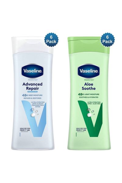 Vaseline Intensive Care Body Lotion Advanced Repair & Aloe Soothe 400ml, 6Pk - White