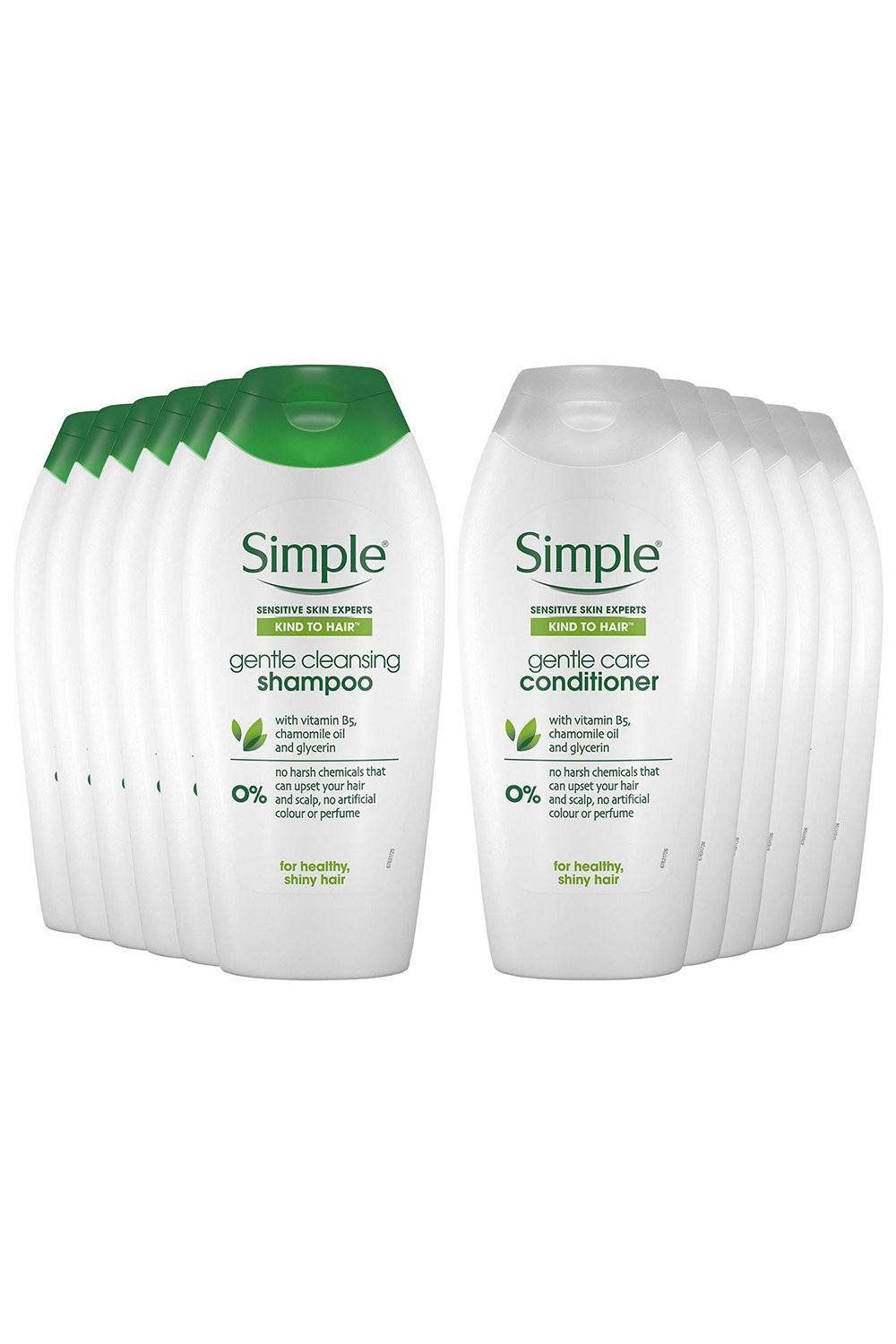 Simple Gentle Care Shampoo & Conditioner 400ml 6 Pack Bundle - White - Image 1