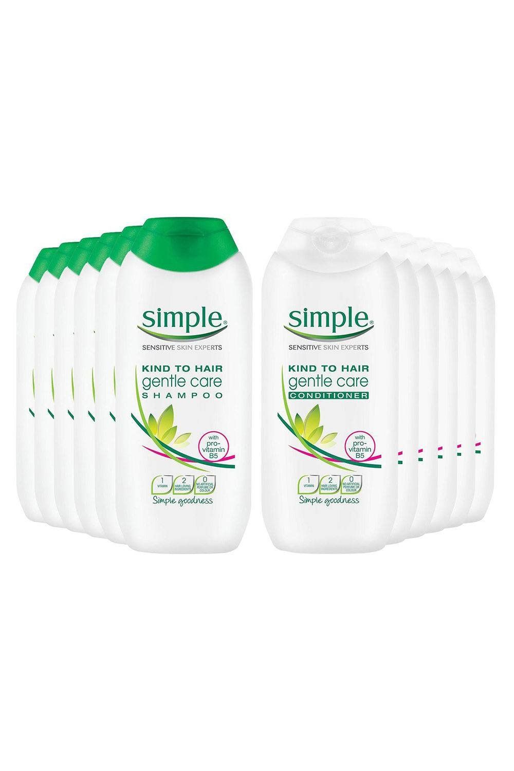 Simple Gentle Care Shampoo & Conditioner 200ml 6 Pack Bundle - White - Image 1