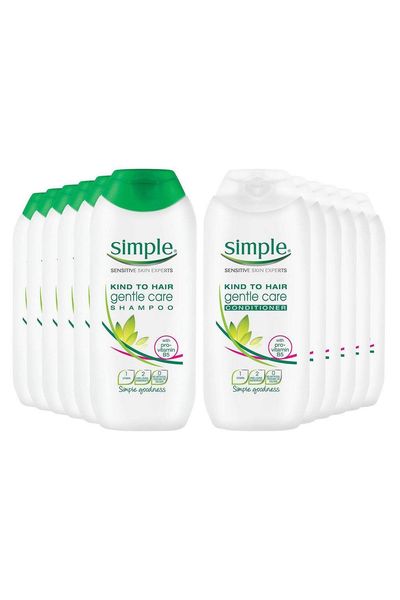 Simple Gentle Care Shampoo & Conditioner 200ml 6 Pack Bundle - White