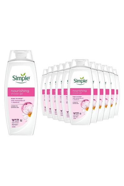 Simple Kind to Skin Nourishing Shower Cream with Gentle Formulation 450ml, 12 Pk - White
