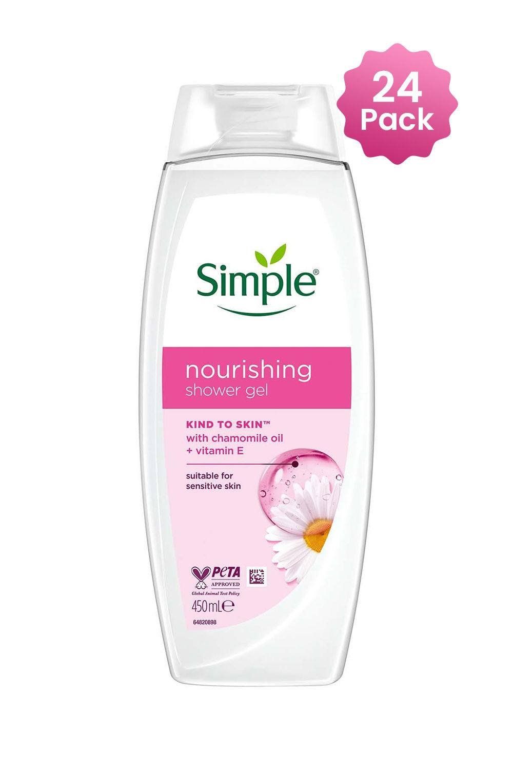 Simple Kind to Skin Nourishing Shower Cream with Gentle Formulation 450ml, 24 Pk - White - Image 1