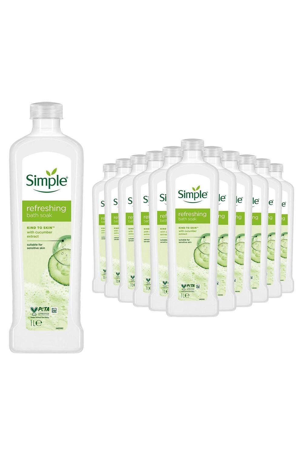 12 Pack Simple Kind to Skin Refreshing Bath Soak Cucumber Sensitive Skin, 1L - White - Image 1
