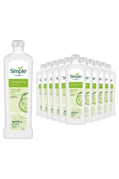 12 Pack Simple Kind to Skin Refreshing Bath Soak Cucumber Sensitive Skin, 1L - White