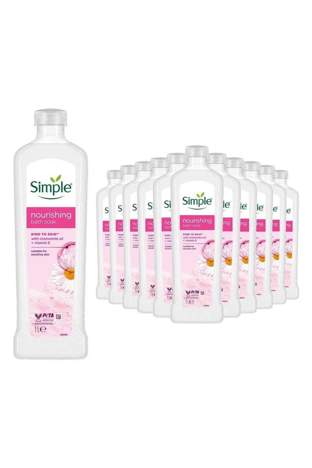12 Pack Simple Kind to Skin Nourishing Bath Soak Chamomile Sensitive Skin, 1L - White - Image 1