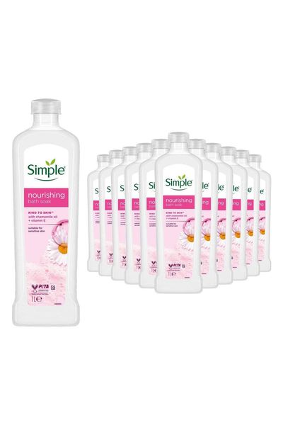 12 Pack Simple Kind to Skin Nourishing Bath Soak Chamomile Sensitive Skin, 1L - White