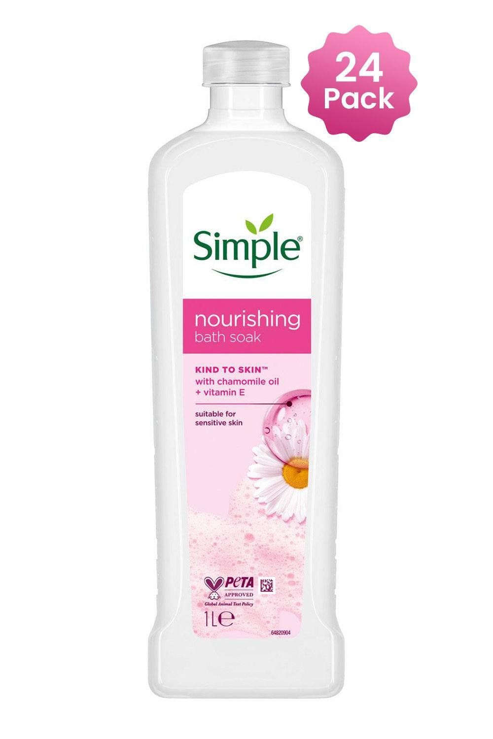 24 Pack Simple Kind to Skin Nourishing Bath Soak Chamomile Sensitive Skin, 1L - White - Image 1