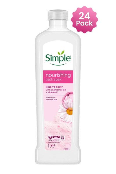 24 Pack Simple Kind to Skin Nourishing Bath Soak Chamomile Sensitive Skin, 1L - White