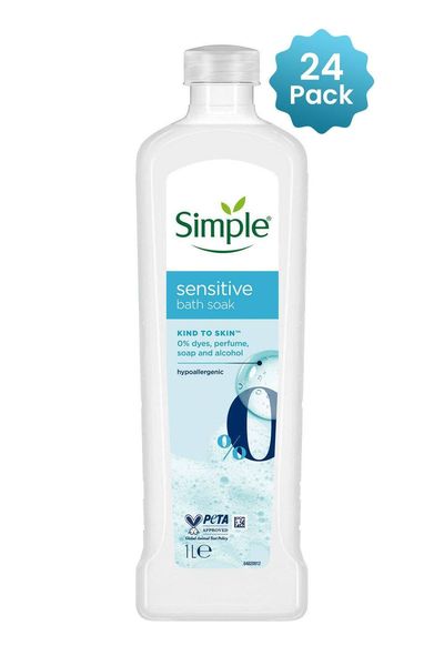 24 Pack Simple Kind to Skin Sensitive Bath Soak Hypoallergenic, 1L - White