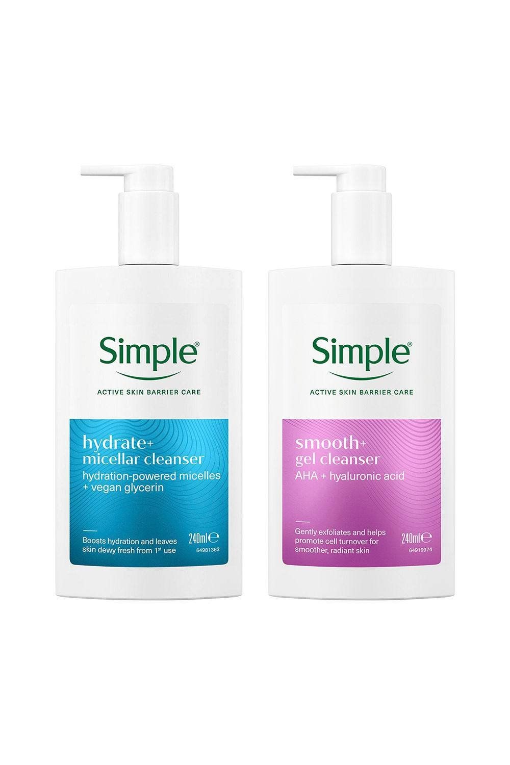 Simple Smooth+ & Hydrate+ Gel Facial Cleanser Bundle 240ml - White - Image 1