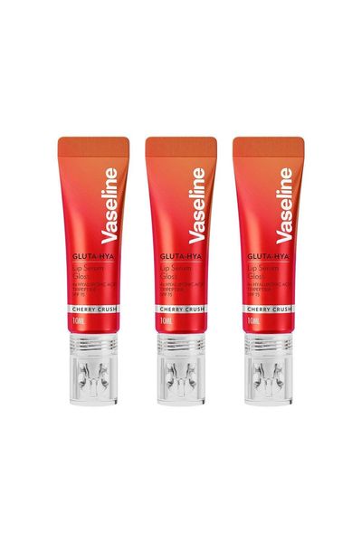 Vaseline Gluta-Hya Lip Serum Gloss Cherry Crush Hydrating Moisture Care 10ml, 3 Pack - Red