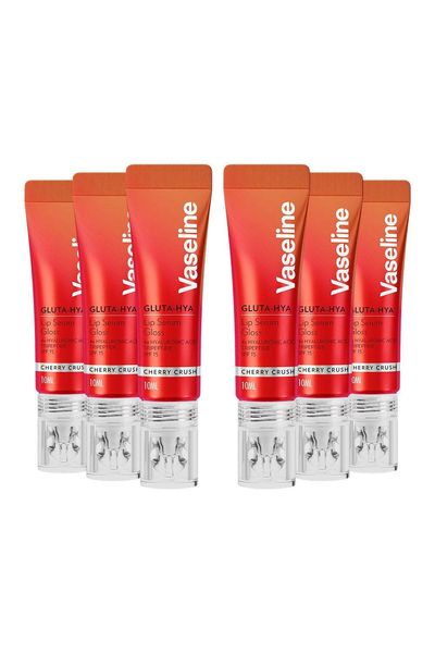 Vaseline Gluta-Hya Lip Serum Gloss Cherry Crush Hydrating Moisture Care 10ml, 6 Pack - Red