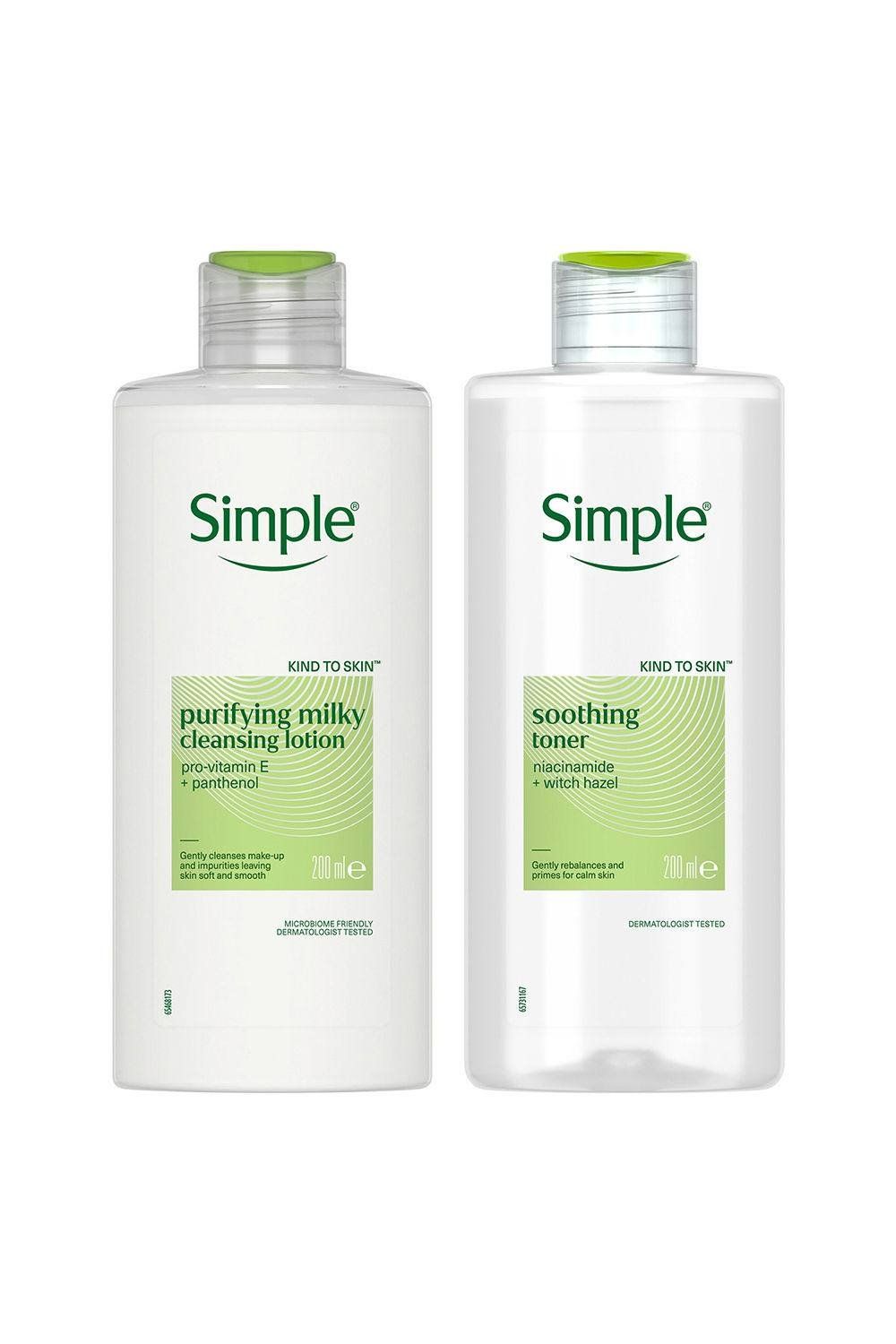 Simple Purifying Cleansing Lotion 200ml & Soothing Toner Bundle - White - Image 1