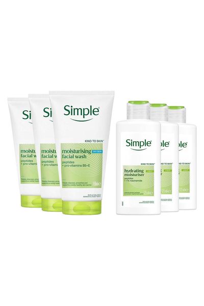 Simple Face Wash & Light Moisturiser 125ml 3-Pack Bundle - White