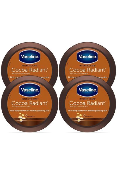 Vaseline Jelly Intensive Care Cocoa Radiant Moisture Rich Body Butter 250ml, 4pk - White