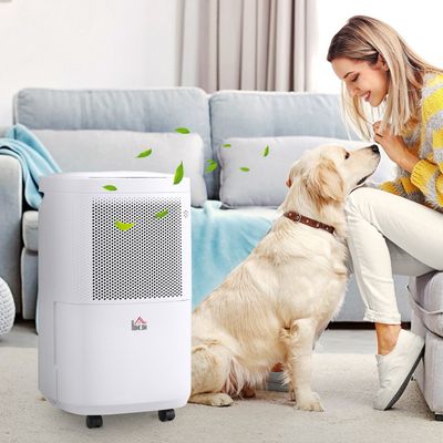HOMCOM Portable Dehumidifier with WiFi Smart App Control - White, Black