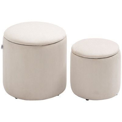 Modern Storage Ottoman with Removable Lid - Cream White
