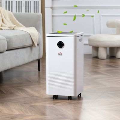 HOMCOM Portable Dehumidifier with WiFi Smart App Control for Home Laundry - White, Black