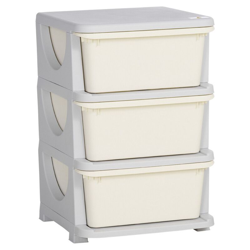 HOMCOM Kids Storage Units with Drawers Chest Dresser Tower - Cream / 37cm - Image 1