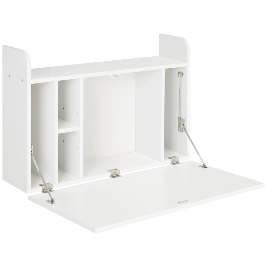HOMCOM Drop Leaf Floating Laptop Desk - White - Image 1